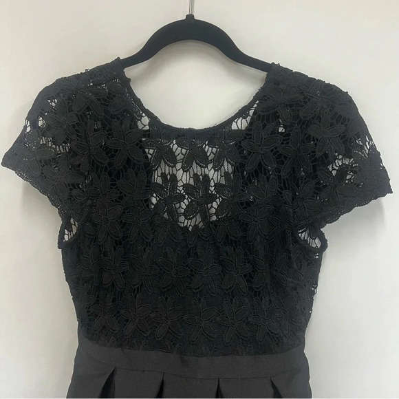 Just Me by NY & Co black fit and flare lace dress with bow closure size medium - Picture 3 of 10